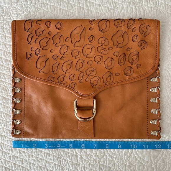 Rebecca Minkoff Cheetah Oversized Leather Envelope Clutch Bag - Picture 8 of 13